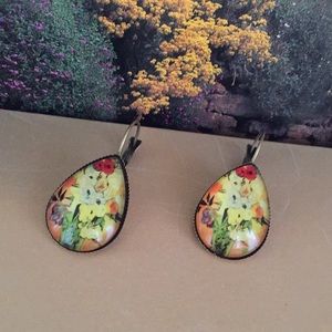 🍏50% OFF/3+...Van Gogh "Roses and Anemones" Teardrop Earrings